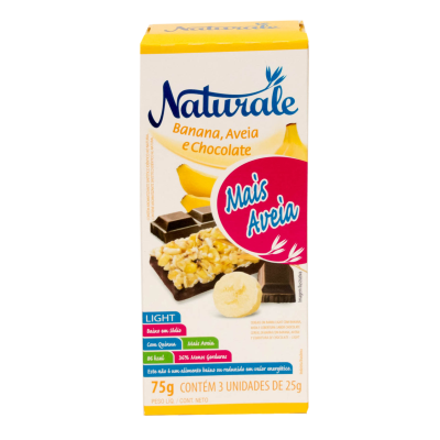 BARRA CEREAL LIGHT BANANA, AVENA Y CHOCOLATE 25 GR. PACK 24 X 3 UN.